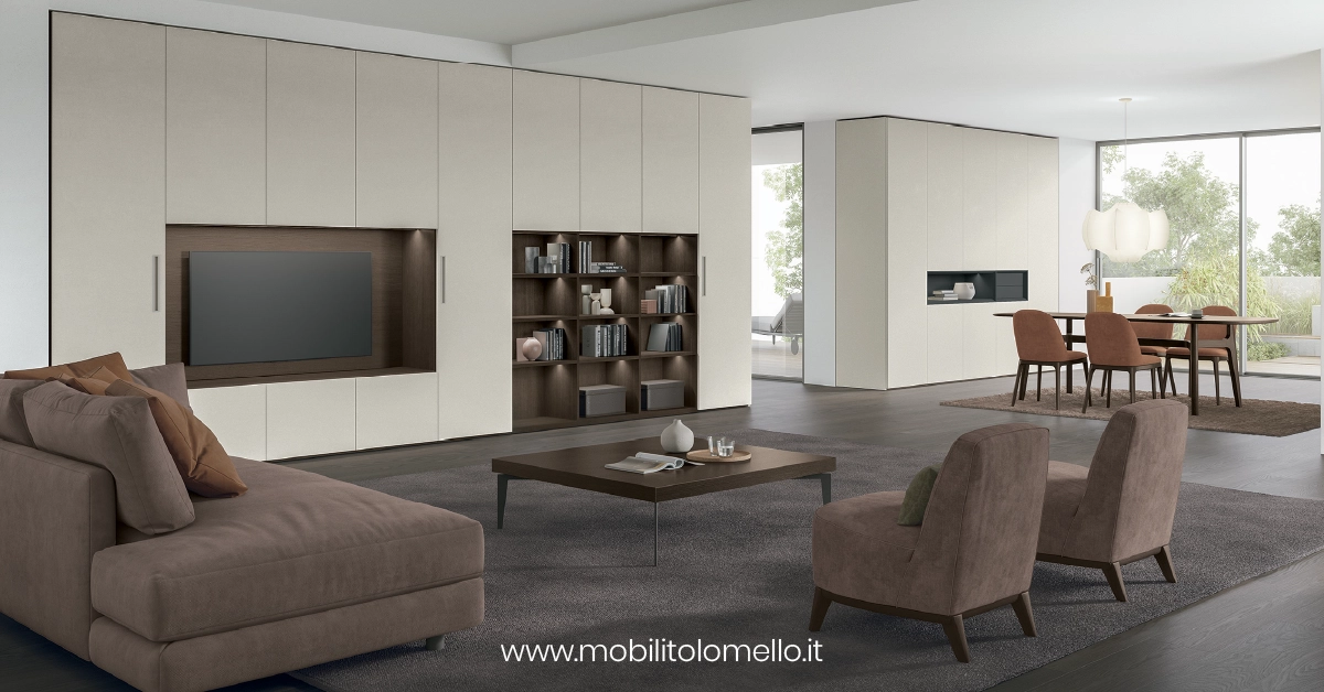 Parete attrezzata contemporanea: soluzioni per il soggiorno moderno